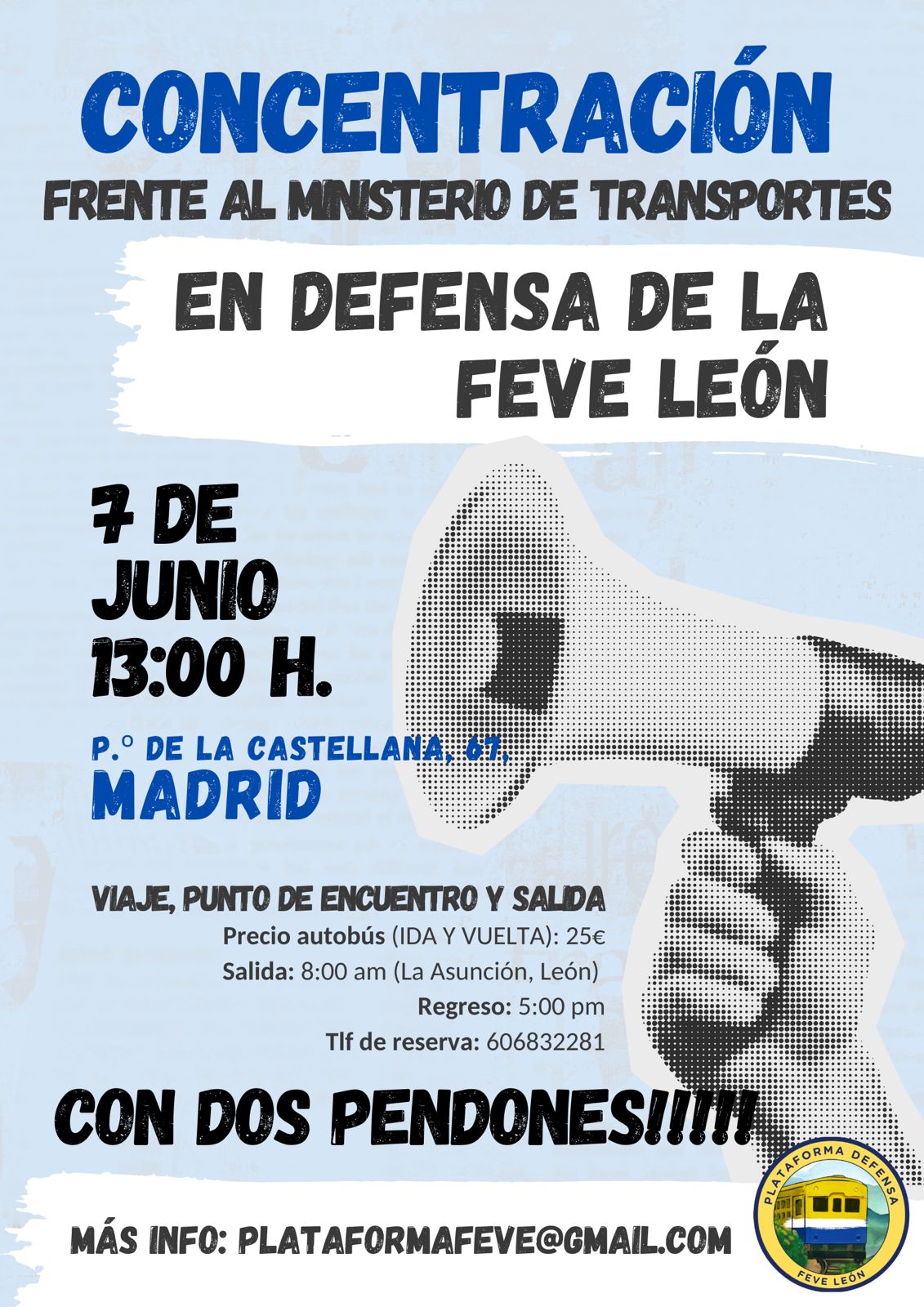 La Plataforma para la Defensa de FEVE convoca una nueva movilización en Madrid para reclamar una solución definitiva al abandono del tren de vía estrecha en León.